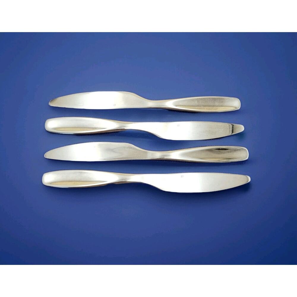 GS Gourmet Settings Set Of 4 Dinner Knives Concave GLOSSY Stainless